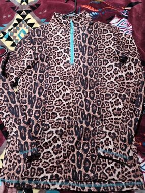 Leopard Print Half-Zip Pullover Jacket - Brown
